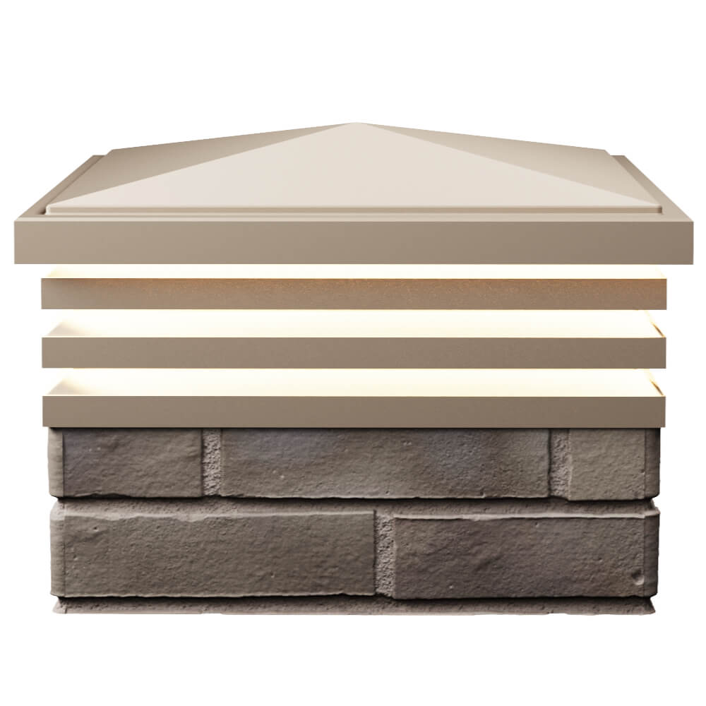 Колпак Zking Бона ХайТек Бежевый на столб 1.5х1.5 кирпича (385х385мм) с подсветкой в Волхове фото