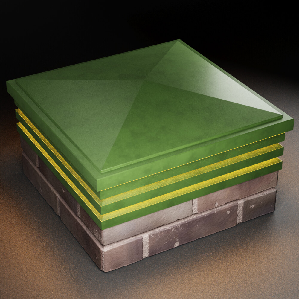 Колпак Zking Бона ХайТек Зеленый на столб 2х2 кирпича (513х513мм) с подсветкой в Волхове фото