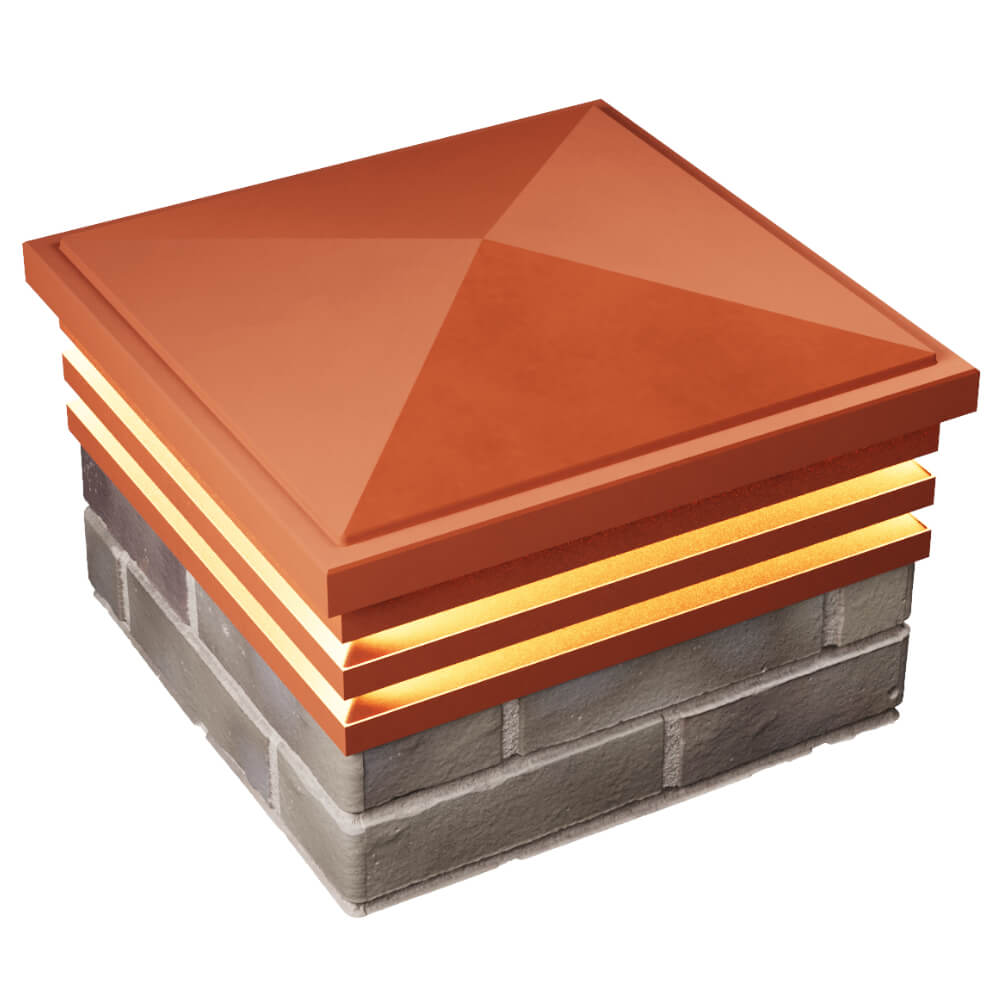 Колпак Zking Бона ХайТек Красный на столб 1.5х1.5 кирпича (385х385мм) с подсветкой в Волхове фото