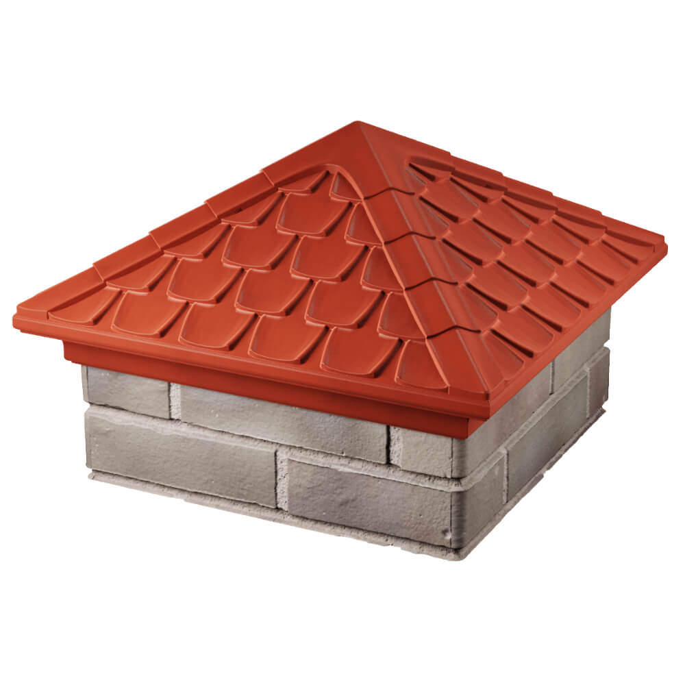 Колпак Zking Эльбрус Красный на столб 1.5х1.5 кирпича (385х385мм) в Волхове фото