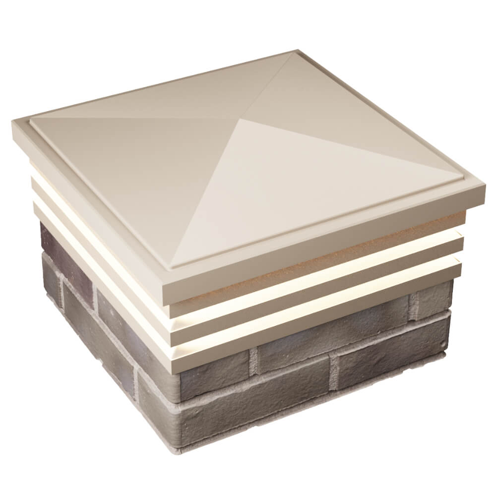 Колпак Zking Бона ХайТек Бежевый на столб 1.5х1.5 кирпича (385х385мм) с подсветкой в Волхове фото