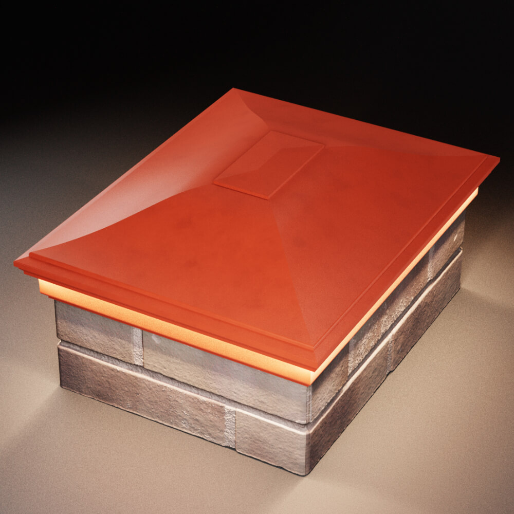 Колпак Zking Монблан Красный на столб 2х1.5 кирпича (515х385мм) c подсветкой в Волхове фото