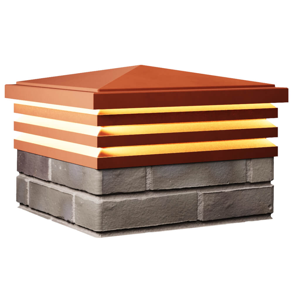 Колпак Zking Бона ХайТек Красный на столб 1.5х1.5 кирпича (385х385мм) с подсветкой в Волхове фото