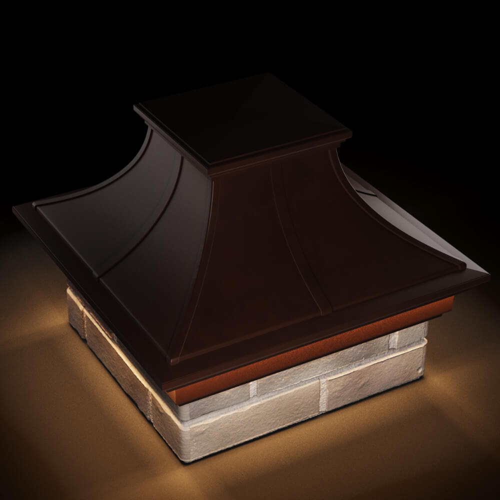 Колпак Zking Монблан Премиум Коричневый на столб 1.5х1.5 кирпича (385х385мм) с подсветкой в Волхове фото