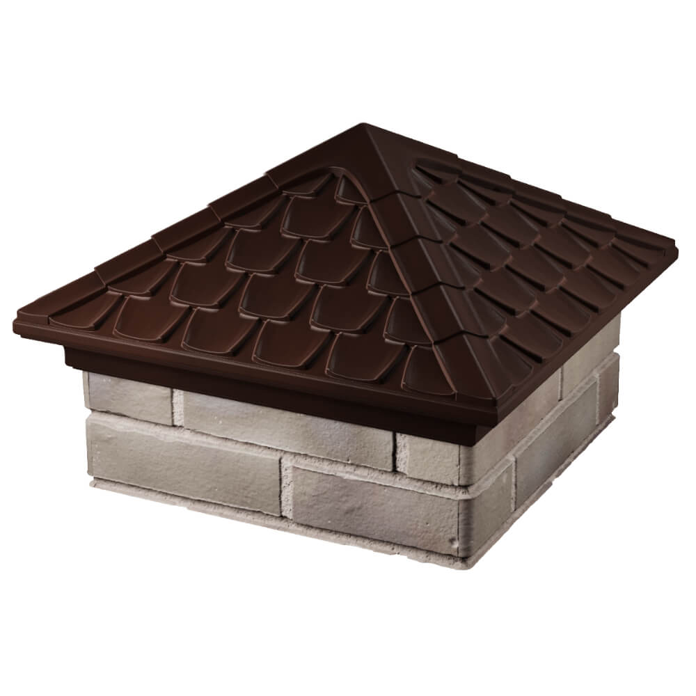 Колпак Zking Эльбрус Коричневый на столб 1.5х1.5 кирпича (385х385мм) в Волхове фото