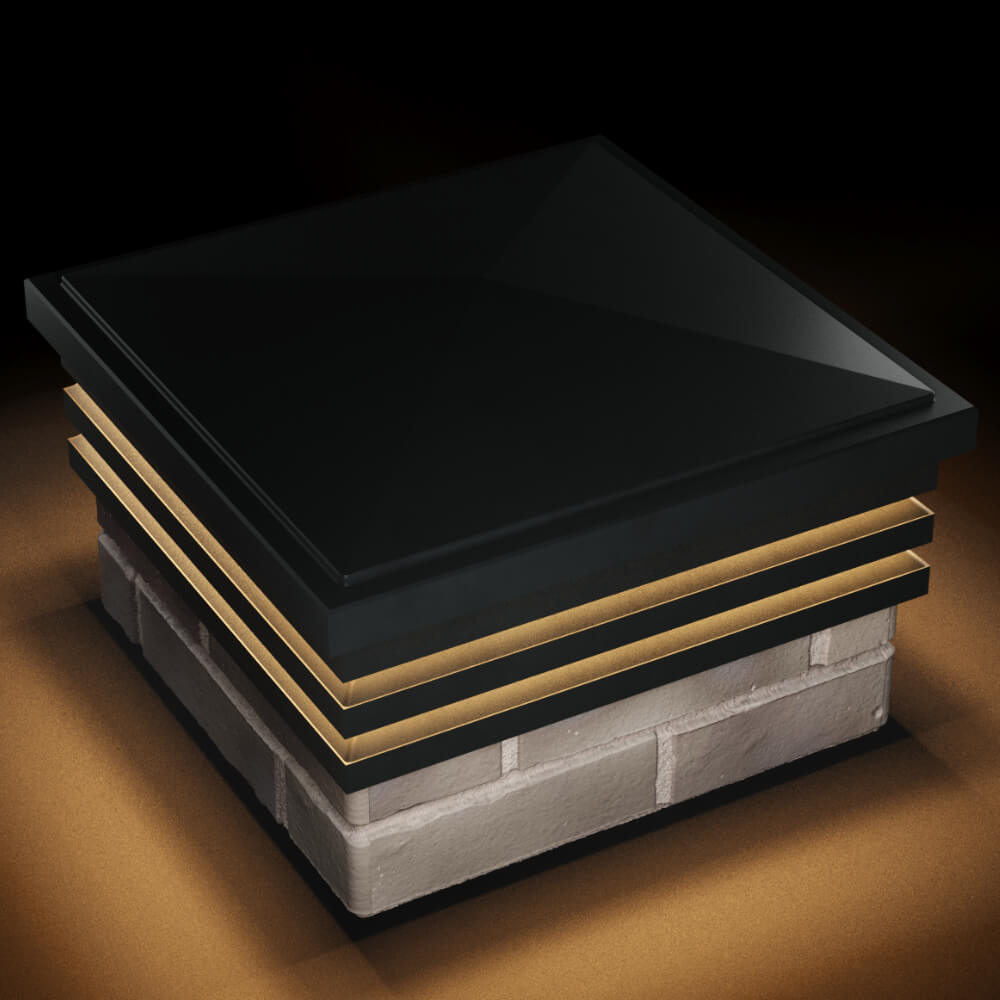 Колпак Zking Бона ХайТек Черный на столб 1.5х1.5 кирпича (385х385мм) с подсветкой в Волхове фото