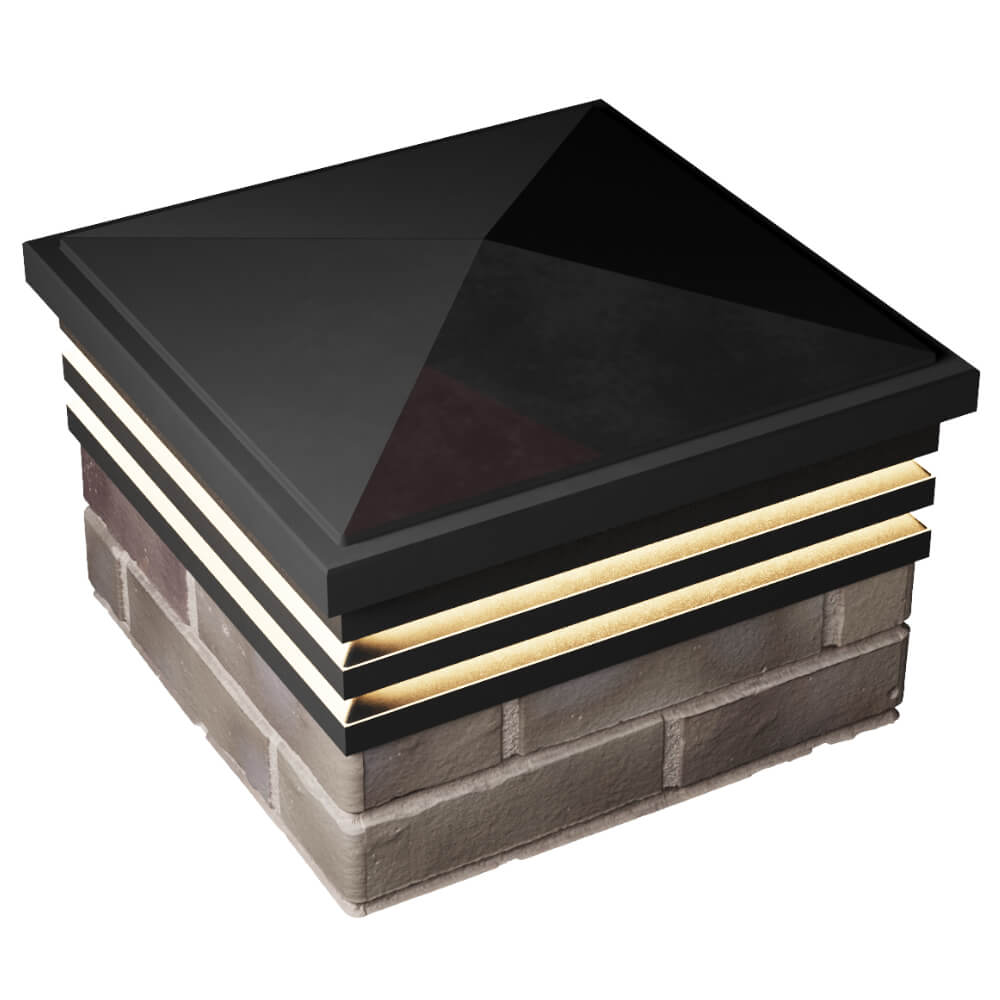 Колпак Zking Бона ХайТек Черный на столб 1.5х1.5 кирпича (385х385мм) с подсветкой в Волхове фото