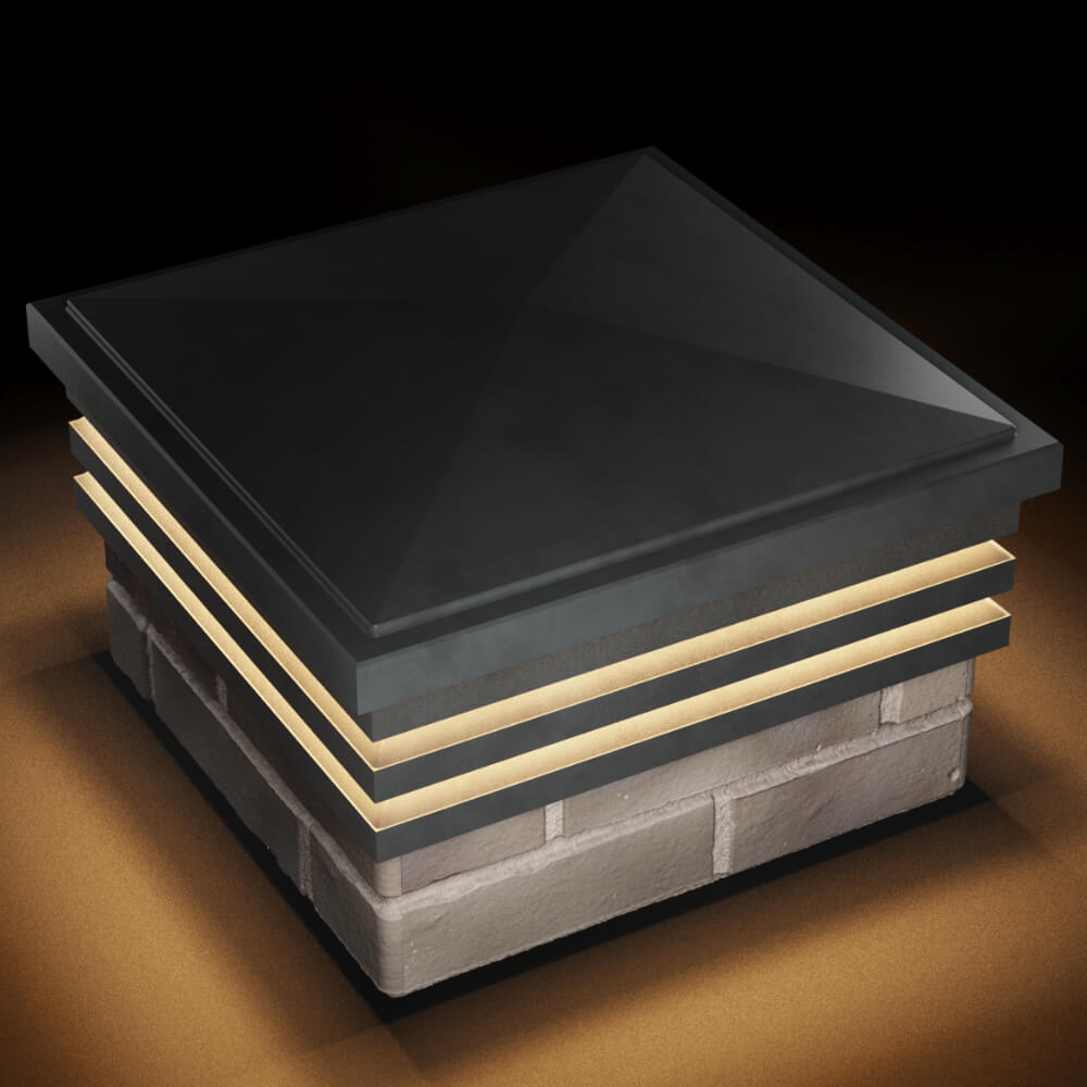 Колпак Zking Бона ХайТек Серый на столб 1.5х1.5 кирпича (385х385мм) с подсветкой в Волхове фото