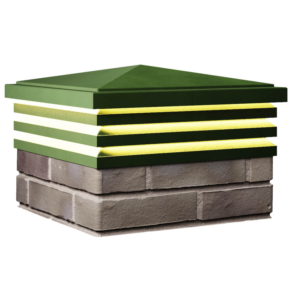 Колпак Zking Бона ХайТек Зеленый на столб 1.5х1.5 кирпича (385х385мм) с подсветкой в Волхове фото