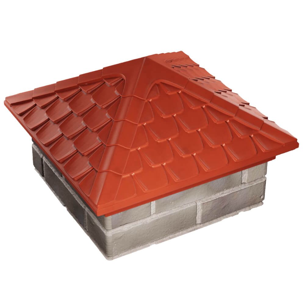 Колпак Zking Эльбрус Красный на столб 1.5х1.5 кирпича (385х385мм) в Волхове фото