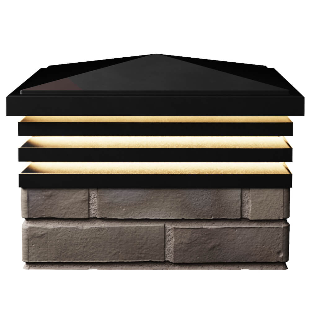 Колпак Zking Бона ХайТек Черный на столб 1.5х1.5 кирпича (385х385мм) с подсветкой в Волхове фото