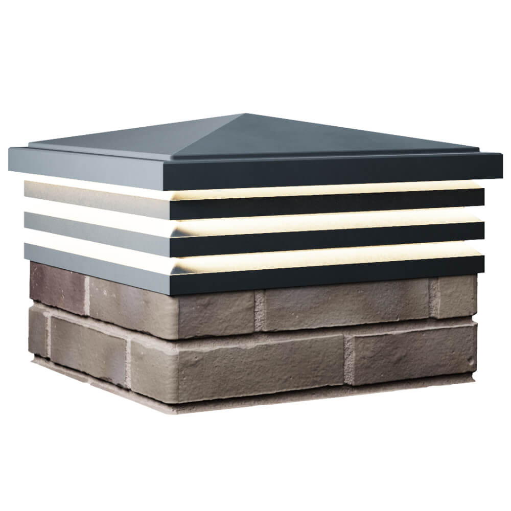 Колпак Zking Бона ХайТек Серый на столб 1.5х1.5 кирпича (385х385мм) с подсветкой в Волхове фото