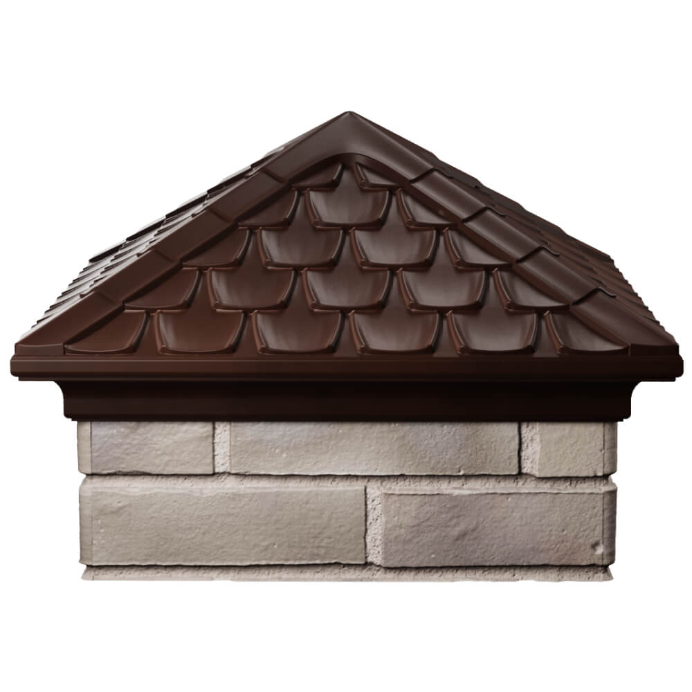Колпак Zking Эльбрус Коричневый на столб 1.5х1.5 кирпича (385х385мм) Волхов фото