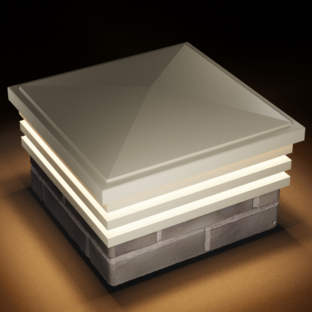 Колпак Zking Бона ХайТек Бежевый на столб 1.5х1.5 кирпича (385х385мм) с подсветкой в Волхове фото