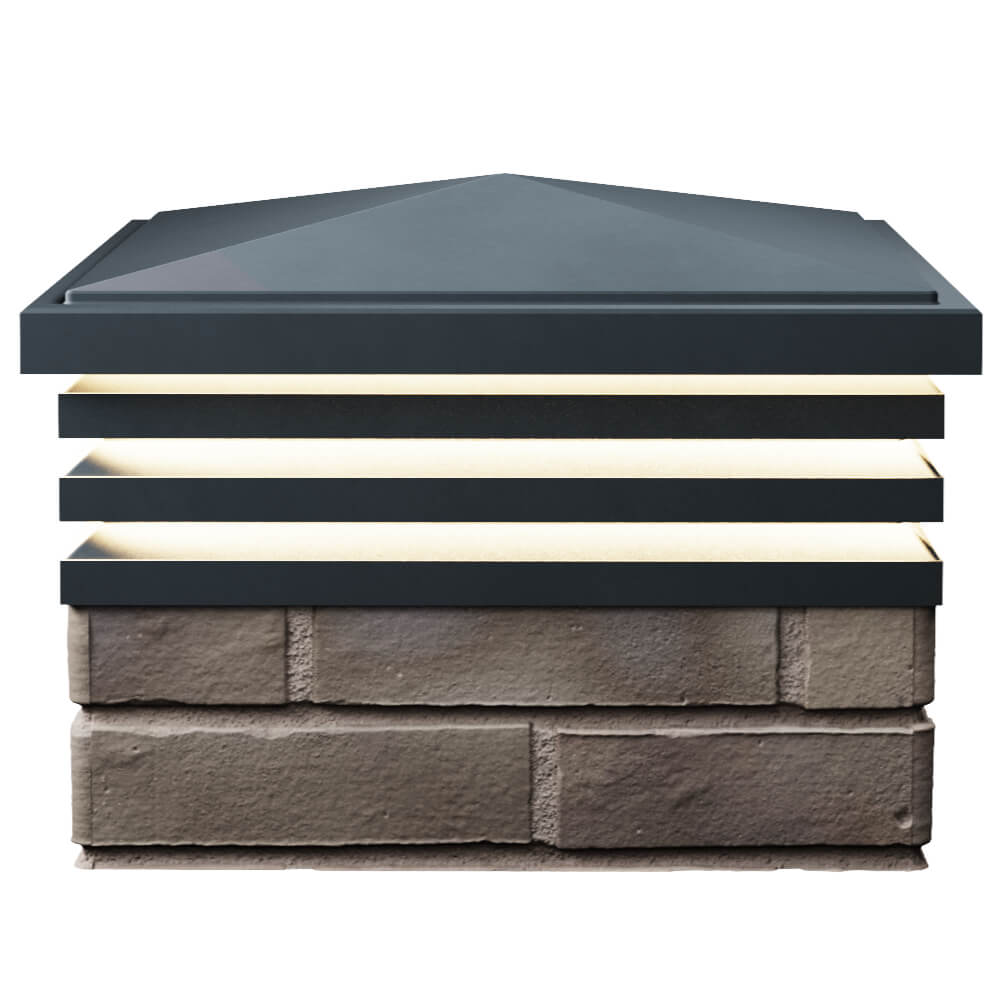 Колпак Zking Бона ХайТек Серый на столб 1.5х1.5 кирпича (385х385мм) с подсветкой в Волхове фото