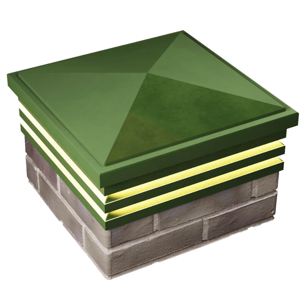 Колпак Zking Бона ХайТек Зеленый на столб 1.5х1.5 кирпича (385х385мм) с подсветкой в Волхове фото