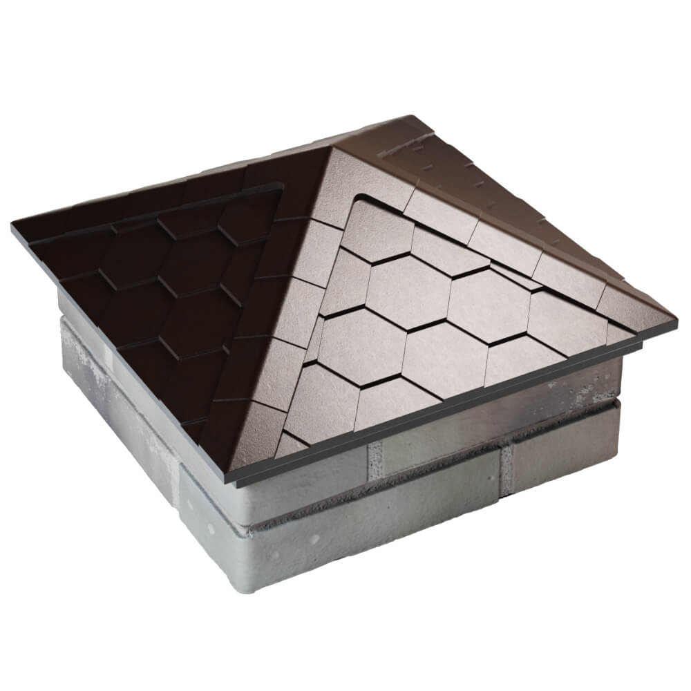 Колпак Zking Эверест Коричневый на столб 1.5х1.5 кирпича (390х390мм) в Волхове фото