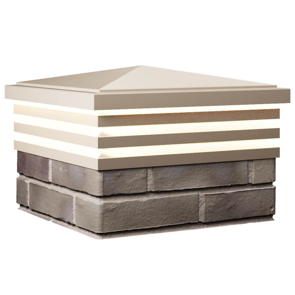 Колпак Zking Бона ХайТек Бежевый на столб 1.5х1.5 кирпича (385х385мм) с подсветкой в Волхове фото