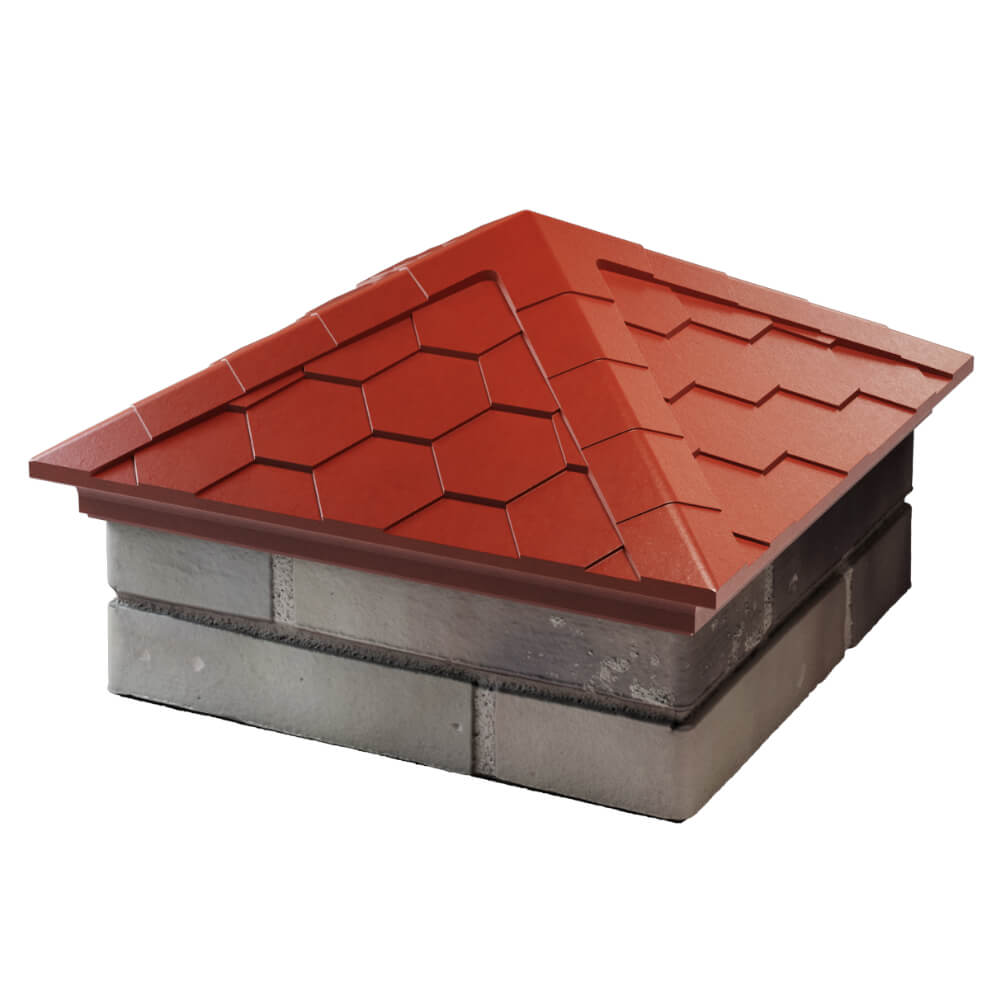 Колпак Zking Эверест Красный на столб 1.5х1.5 кирпича (390х390мм) в Волхове фото