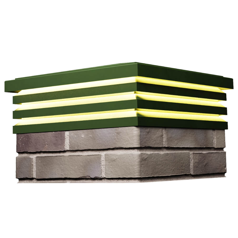 Колпак Zking Бона ХайТек Зеленый на столб 1.5х1.5 кирпича (385х385мм) с подсветкой в Волхове фото