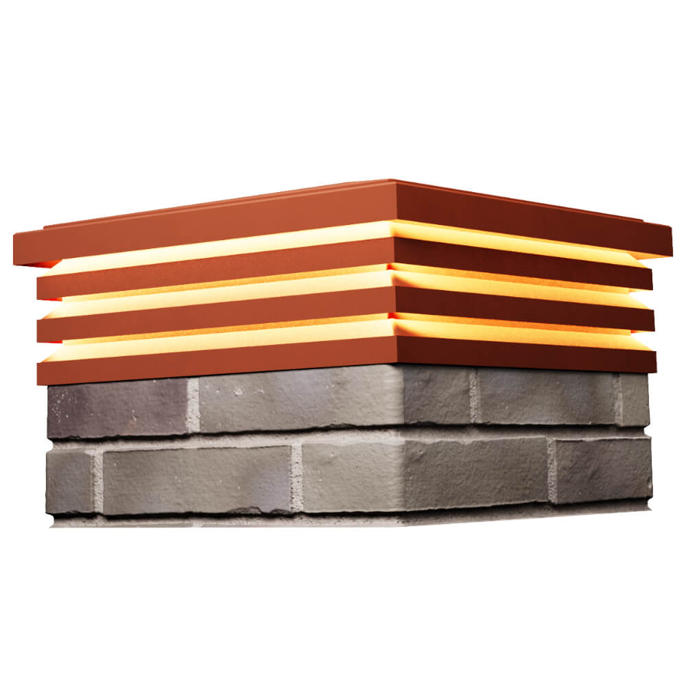 Колпак Zking Бона ХайТек Красный на столб 1.5х1.5 кирпича (385х385мм) с подсветкой в Волхове фото