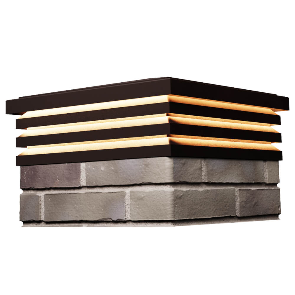 Колпак Zking Бона ХайТек Коричневый на столб 1.5х1.5 кирпича (385х385мм) с подсветкой в Волхове фото