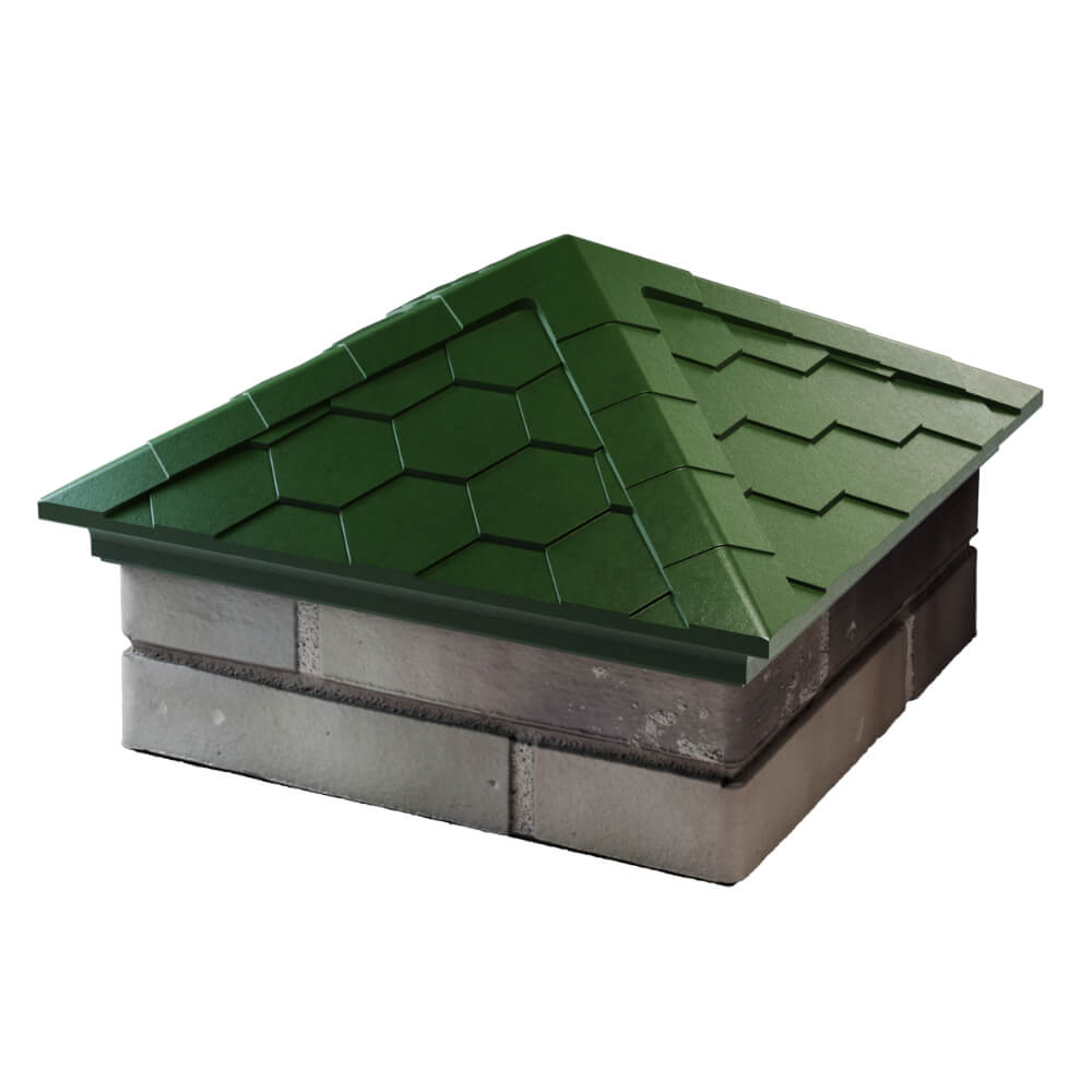 Колпак Zking Эверест Зеленый на столб 1.5х1.5 кирпича (390х390мм) в Волхове фото