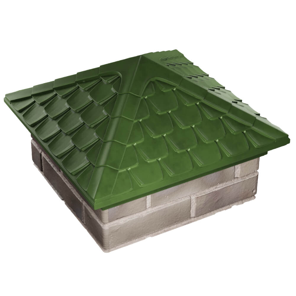 Колпак Zking Эльбрус Зеленый на столб 1.5х1.5 кирпича (385х385мм) в Волхове фото