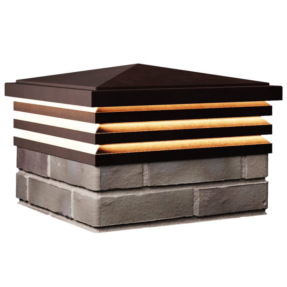 Колпак Zking Бона ХайТек Коричневый на столб 1.5х1.5 кирпича (385х385мм) с подсветкой в Волхове фото