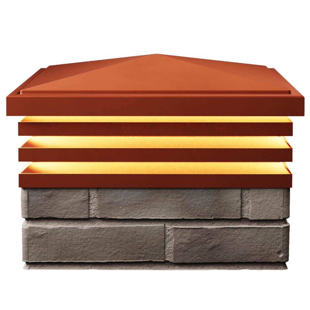 Колпак Zking Бона ХайТек Красный на столб 1.5х1.5 кирпича (385х385мм) с подсветкой в Волхове фото