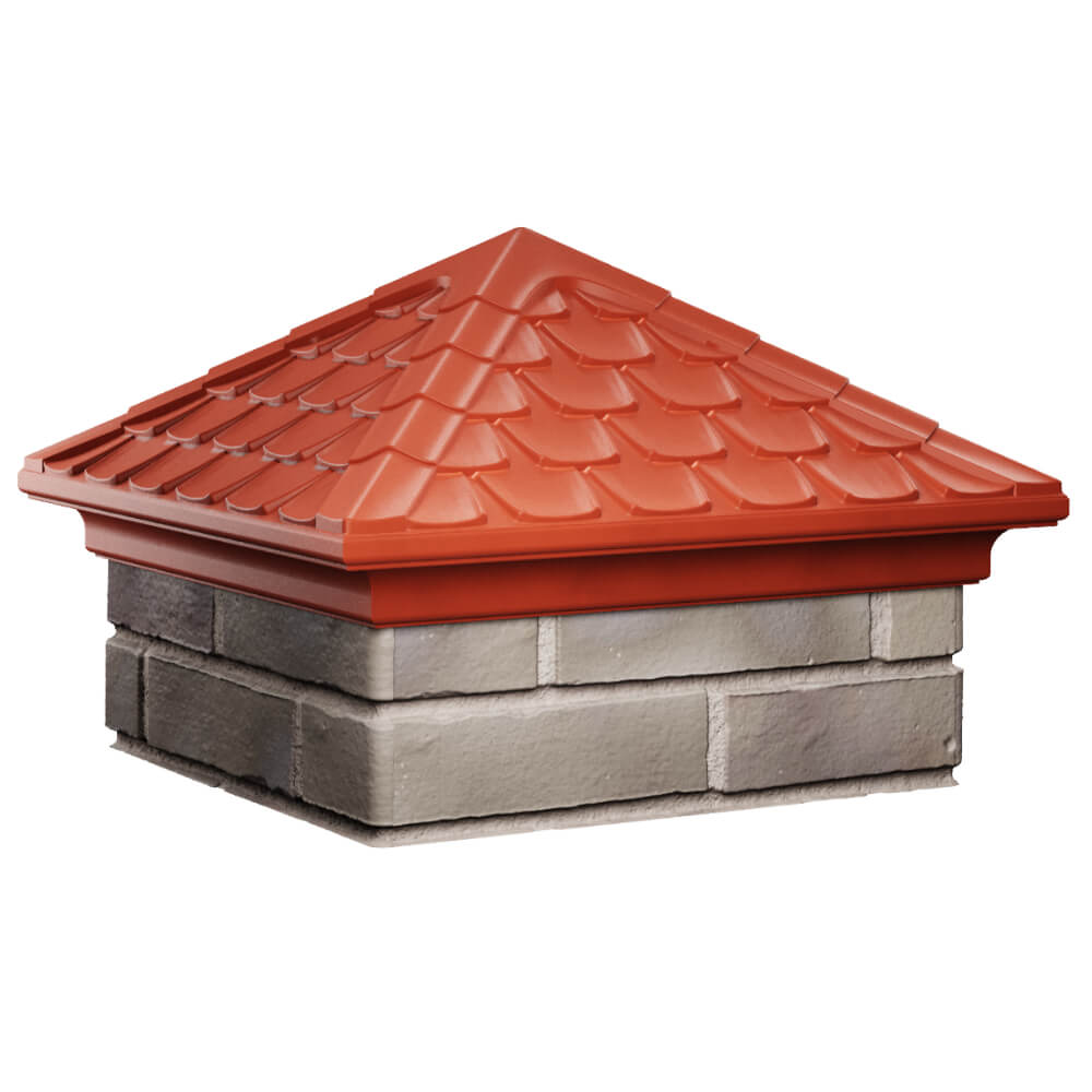 Колпак Zking Эльбрус Красный на столб 1.5х1.5 кирпича (385х385мм) в Волхове фото