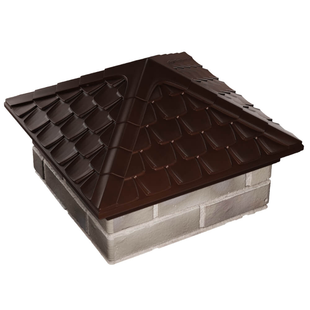 Колпак Zking Эльбрус Коричневый на столб 1.5х1.5 кирпича (385х385мм) в Волхове фото