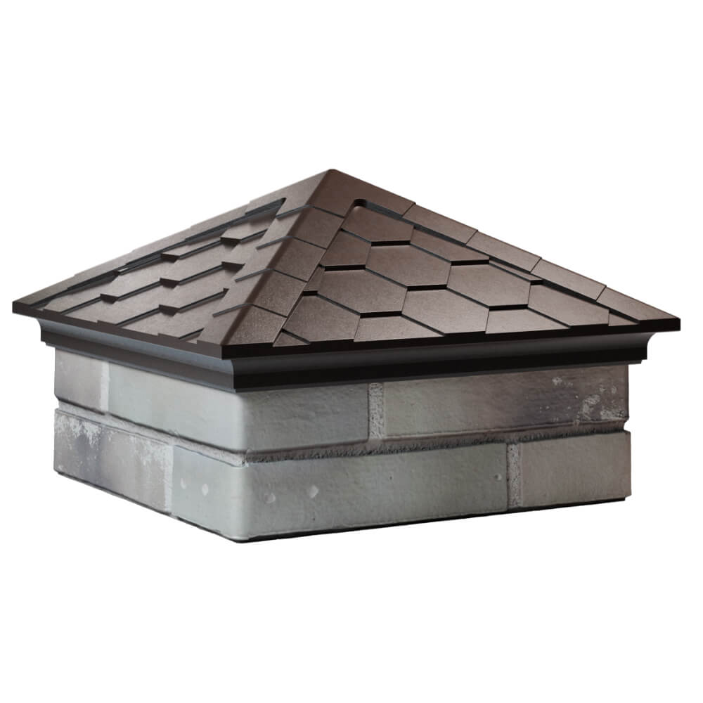 Колпак Zking Эверест Коричневый на столб 1.5х1.5 кирпича (390х390мм) в Волхове фото