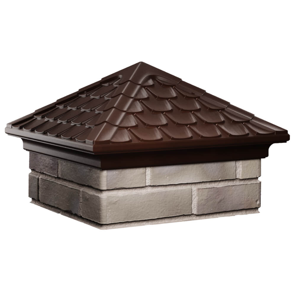 Колпак Zking Эльбрус Коричневый на столб 1.5х1.5 кирпича (385х385мм) в Волхове фото